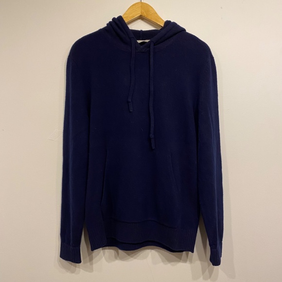 Everlane Navy Blue Wool Hoodie Sweatshirt Size Medium - Picture 1 of 5